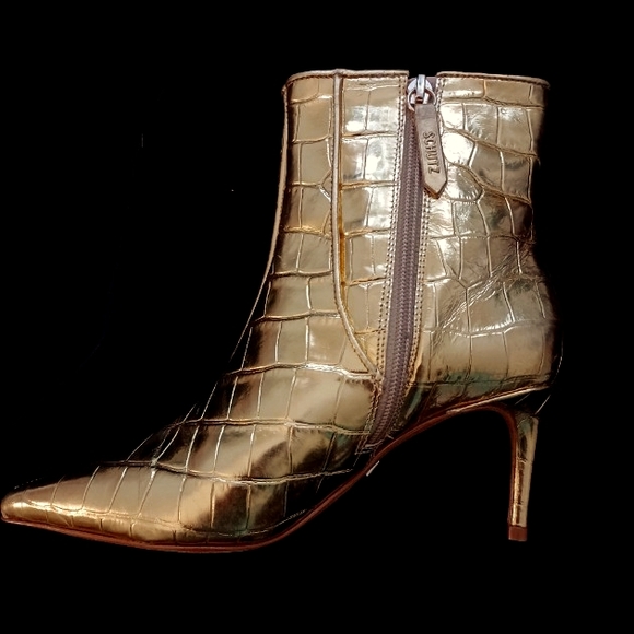 SCHUTZ Gold Metallic Ankle Booties - Picture 2 of 6